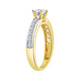 Simple Lady Engagement Ring Cubic Zirconia Yellow Gold 14k [R098-024]