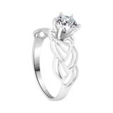 Filigree Lady Engagement Ring Round Cubic Zirconia White Gold 14k [R098-080]