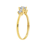 3 Stones Anniversary Promise Ring Round Cubic Zirconia Yellow Gold 14k [R099-009]