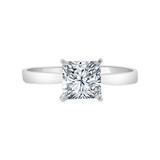 Solitaire Lady Engagement Ring Princess Cut Cubic Zirconia White Gold 14k [R099-078]