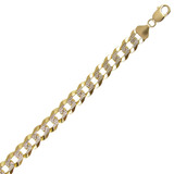 Curb Link Chain 260 Gauge 11mm Width Solid White Pave Yellow 14k Gold [C020-006_026]