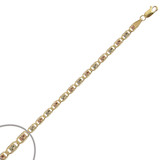 Val Edge Rail Link Chain 100 Gauge 4.5mm Width Solid Pave Tricolor 14k Gold [C023-206_226]