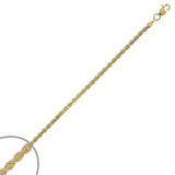 Diacut Rope Chain 3mm Width Solid Yellow 14k Gold [C034-106_130]