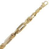 Milano Rope Figarope Chain 10.5mm Width 210 Solid White Yellow 14k Gold [C040-106_130]