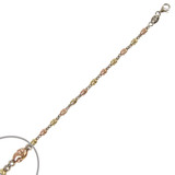 Disco Oval Bead Chain 3mm Width Solid Diacut Tricolor 14k Gold [C047-006_024]