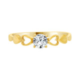 Heart Promise Ring Round Cubic Zirconia 4mm Yellow Gold 14k [R100-002]