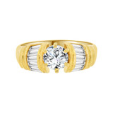 Engagement Ring Round Cubic Zirconia Yellow Gold 14k [R100-008]