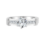 Lady Engagement Ring Round Cubic Zirconia White Gold 14k [R100-051]