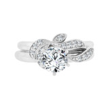 Lady 2 Piece Set Engagement Ring Round Cubic Zirconia White Gold 14k [R100-073]