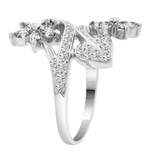 Lady Hearts and Flowers Ring Cubic Zirconia White Gold 14k [R101-055]