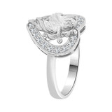 Lady Heart and Angel Cupid Ring Cubic Zirconia White Gold 14k [R101-056]