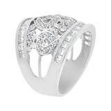 Wide Band Heart Ring Cubic Zirconia White Gold 14k [R101-060]