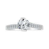 Micro Pave Engagement Ring Round Cubic Zirconia White Gold 14k [R101-075]
