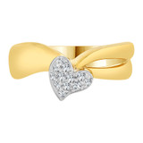 Heart V Ring Cubic Zirconia Yellow Gold 14k [R102-012]