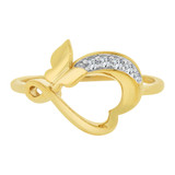 Mini Butterfly Ring Cubic Zirconia Yellow Gold 14k [R102-025]