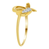 Mini Butterfly Ring Cubic Zirconia Yellow Gold 14k [R102-025]