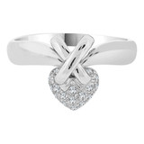 Heart and X Ring Cubic Zirconia White Gold 14k [R102-063]