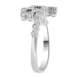 Double Flower Ring Cubic Zirconia White Gold 14k [R102-070]