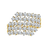 Cocktail Ring Multi-rows of Cubic Zirconia Yellow Gold 14k [R103-019]