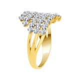 Cocktail Ring Multi-rows of Cubic Zirconia Yellow Gold 14k [R103-019]