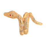 Snake Lady Ring Cubic Zirconia Yellow Gold 14k [R103-043]