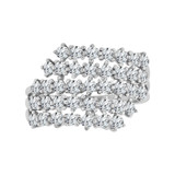 Cocktail Ring Multi-rows of Cubic Zirconia White Gold 14k [R103-069]