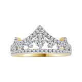 Crown Tiara Ring Cubic Zirconia Yellow Gold 14k [R104-021]