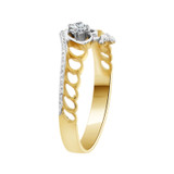 Thin Crown Tiara Ring Heart Cubic Zirconia Yellow Gold 14k [R104-023]