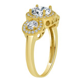 3 Stone Anniversary Engagement Ring Round Cubic Zirconia Yellow Gold 14k [R104-024]