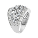 Band Ring Cubic Zirconia White Gold 14k [R104-054]