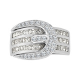 Belt Buckle Ring Cubic Zirconia White Gold 14k [R104-060]