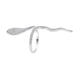 Long Snake Ring Cubic Zirconia White Gold 14k [R104-064]