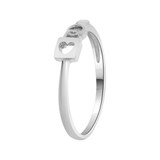 Thin Heart Lock and Key Ring White Gold 14k [R104-070]