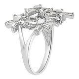 Flowers Large Ring Cubic Zirconia White Gold 14k [R105-052]