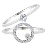 Lady 2 Piece Set Promise Ring Round Cubic Zirconia White Gold 14k [R105-074]