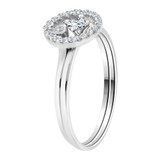 Lady 2 Piece Set Promise Ring Round Cubic Zirconia White Gold 14k [R105-074]