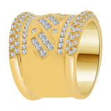 Wide Band Ring Cubic Zirconia Yellow Gold 14k [R106-002]