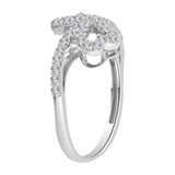 Double Heart Ring Cubic Zirconia White Gold 14k [R107-051]