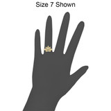 Princess Tiara Crown Ring Cubic Zirconia Yellow Gold 14k [R108-005]