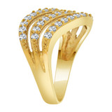 Wave Layer Ring Cubic Zirconia Yellow Gold 14k [R108-006]