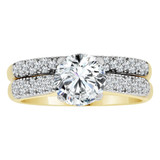 2 Piece Set Engagement Ring Cubic Zirconia Yellow Gold 14k [R108-019]