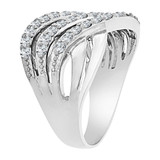 Wave Layer Wide Band Ring Cubic Zirconia White Gold 14k [R108-053]