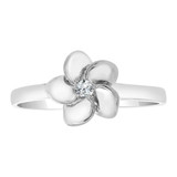 Plumeria Hawaiian Flower Ring Cubic Zirconia White Gold 14k [R108-054]