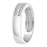 2 Row Channel Set Band Ring Cubic Zirconia White Gold 14k [R108-059]