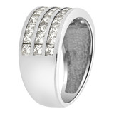 3 Row Channel Set Band Ring Cubic Zirconia White Gold 14k [R108-060]
