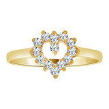 Small Heart Ring Cubic Zirconia Yellow Gold 14k [R109-016]