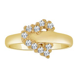 Skewed Small Heart Ring Cubic Zirconia Yellow Gold 14k [R109-017]