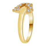 Skewed Small Heart Ring Cubic Zirconia Yellow Gold 14k [R109-017]