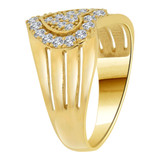 Cocktail Heart Layer Ring Cluster Cubic Zirconia Yellow Gold 14k [R109-023]