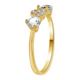 3 Small Heart Promise Ring Cubic Zirconia Yellow Gold 14k [R109-024]